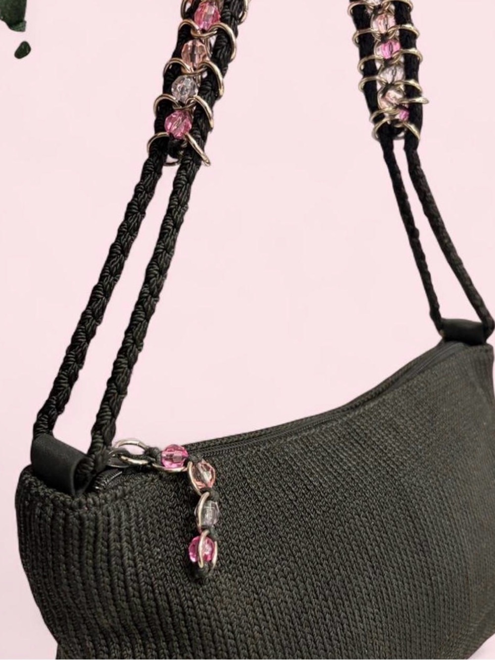 The Sak Black Knit Bag with Beaded Chain Detail - Picture 6 of 11